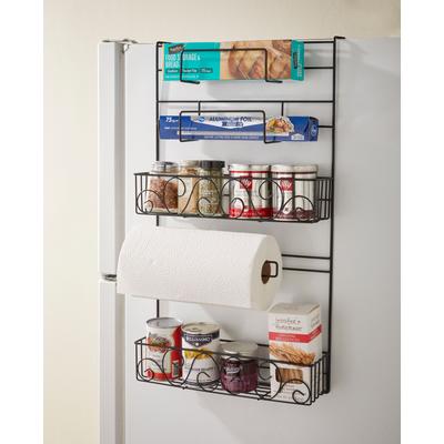 Scroll Refrigerator Side Storage Rack by BrylaneHome in Black