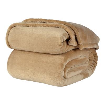 Berkshire Hospitality VelvetLoft 108" x 90" King Size Almond 100% Polyester Blanket - 4/Case