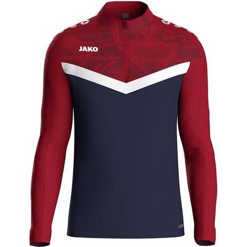 JAKO Kinder Pullover Ziptop Iconic, Größe 164 in marine/chili rot