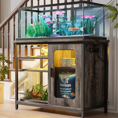 20-29 Gallon Fish Tank Stand with Power Outlets & LED Light