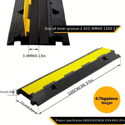TEMU 3pcs Cable Bridge Lorry/ Channel Ramp Cable Duct Bridge Drive-over Protection Cable Bridge Hose Bridge Cable Protection Image