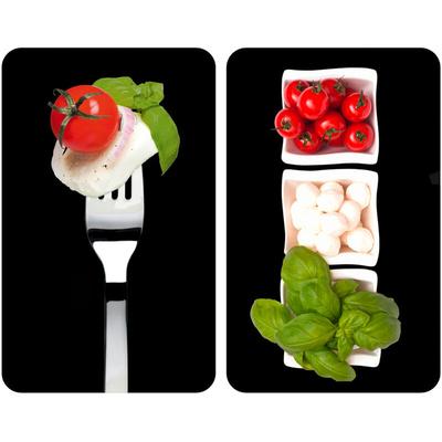 Herdabdeckplatte Universal Caprese 2er Set, für alle Herdarten, Mehrfarbig, Gehärtetes Glas