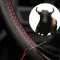 Housse de volant en cuir artificiel, housse tressée antidérapante pour volant en peau de vache 37cm-38cm, protection de volant
