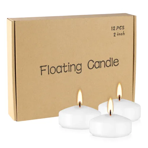 12 bougies flottantes blanches de 2 pouces, temps de combustion de 5 heures, bougies flottantes, nuit romantique, petit ensemble de bougies portables, adapté aux voyages, yoga, bain, spa, famille,