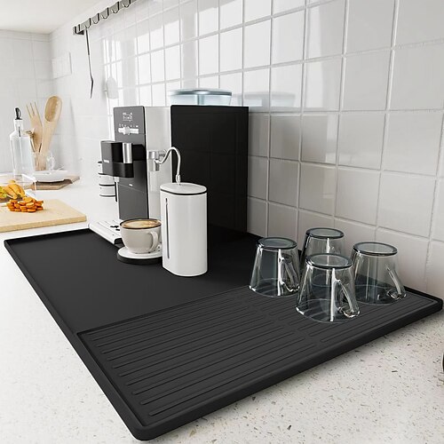 Kaffeematten-Set aus Silikon mit erhöhten Rändern – Kaffeebarmatte für die Arbeitsplatte, Kaffeezubehör passt unter die Kaffeemaschine/Espressomaschine, Abtropfmatte, hitzebeständiges Küchengerät