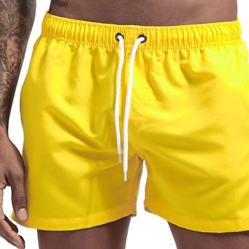 Herren Boardshorts Badeshorts Badehose Kordelzug Tasche Netz Elastischer Bund Shorts Innen Outdoor Sport Outdoor Sommer Schnelltrocknend Weich Atmungsaktiv Strand Training Figurbetonter Schnitt Image