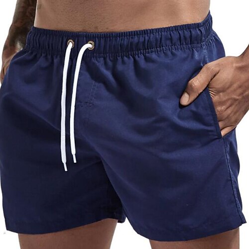 Herren Boardshorts Badeshorts Badehose Kordelzug Tasche Netz Elastischer Bund Shorts Innen Outdoor Sport Outdoor Sommer Schnelltrocknend Weich Atmungsaktiv Strand Training Figurbetonter Schnitt Image