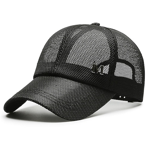 Herren Cap Basecap Sonnenhut Kappe Schwarz Marineblau Polyester Gitter Modisch Brautkleider schlicht Strasse Täglich Glatt Einstellbar Sonnenschutz Atmungsaktiv Image