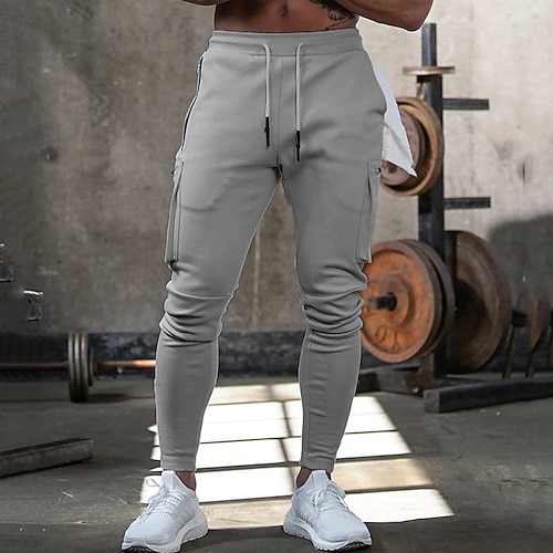 Herren Jogginghose Laufhosen Trainingshosen Kordelzug Tasche Elastischer Bund Hosen Innen Outdoor Sport Outdoor Frühling Herbst Weich Marathon Training Gehen Figurbetonter Schnitt Sportbekleidung Image