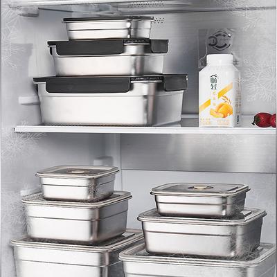 Vacuum Food Container Food-Grade SUS304 Sealed Food Storage Box Bento Lunch Box for Fruits, Refrigerator Safe, Airtight Meal Container (Rectangle)