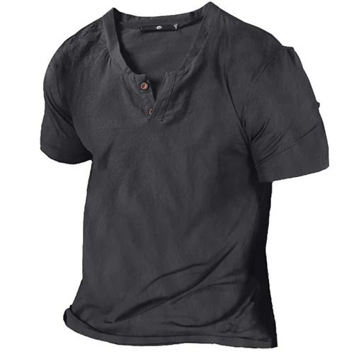 Men's Summer Shirt Casual Shirt Beach Shirt T shirt Tee Henley Shirt Plain V Neck Casual Daily Short Sleeve Clothing Apparel Fashion Comfortable