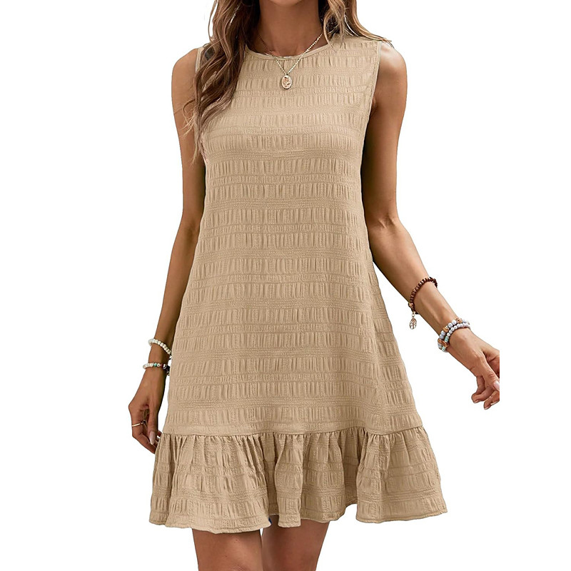 Women's Casual Dress Mini Dress Ruched Date Vacation Beach Casual Round Neck Light Pink Black Yellow Color