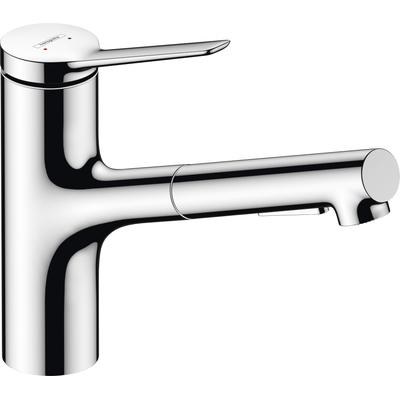 Küchenarmatur HANSGROHE "Zesis M33", silber (chrom), H:214cm T:26,1cm, Armaturen, 150 Ausziehbrause 2 Strahlarten