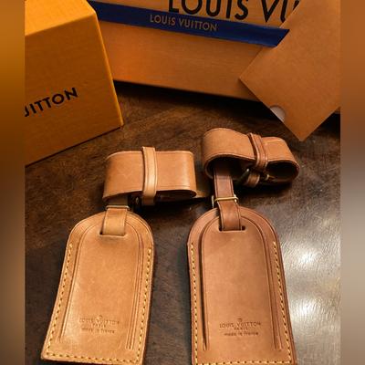 Louis Vuitton Accessories | Authentic Louis Vuitton Luggage Tag & Poignet Keepall Luggage Holder 2 Available | Color: Gold/Tan | Size: Os