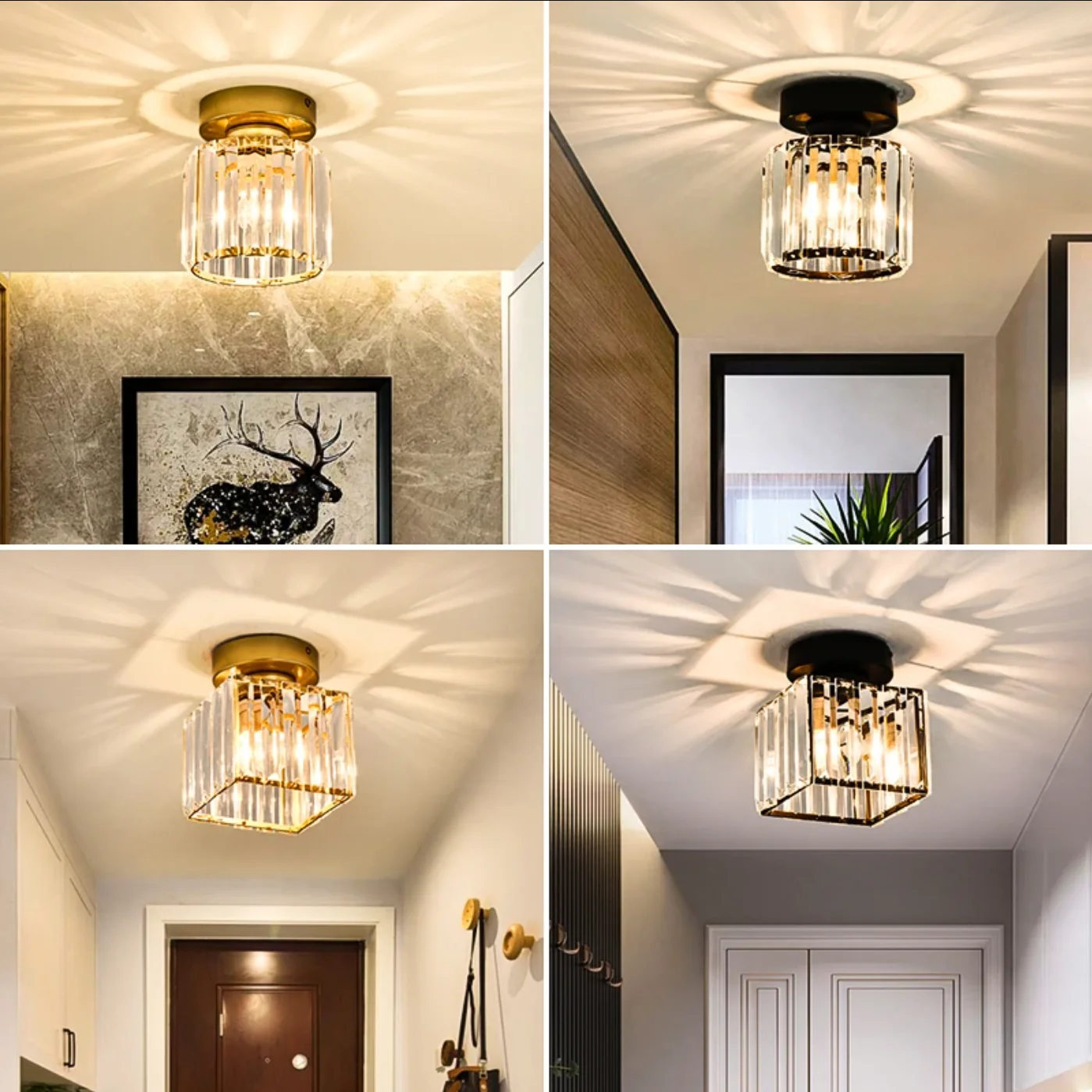 Nordic LED Kristall Glas Decke lampe Gang Korridor E27 Lampe Für Wohnzimmer Schlafzimmer Hause Decke Licht Innen Deoco Beleuchtung