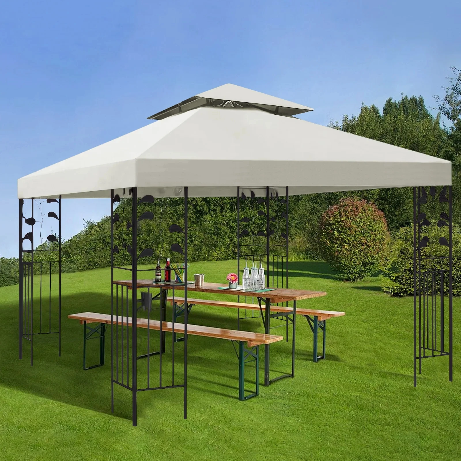 3x3m Outdoor Garten Sonnenschirm Stoff Pavillon Markise 118 "x 118" Baldachin Ersatz Pergolen Stoff für Outdoor Garten Baldachin Sonnenschutz
