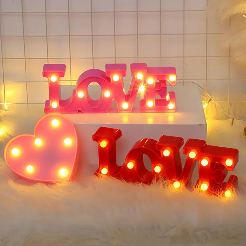 Liebe Herz führte Lampe Hochzeits feier romantische rote rosa Nachtlicht Ornament Geburtstag Weihnachten Home Dekoration Valentinstag Geschenk Image