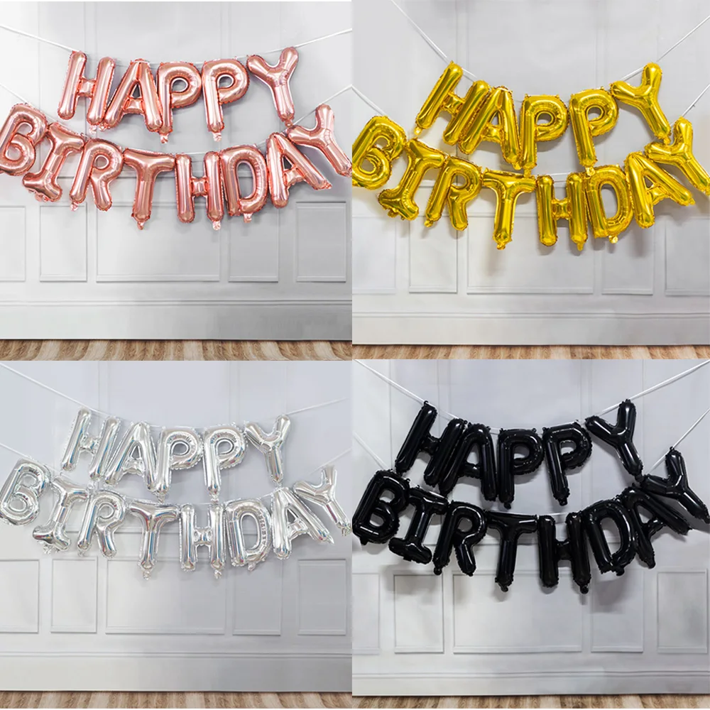 Palloncini decorativi per buon compleanno da 16 pollici Palloncini foil con lettere rosa blu Set Decorazioni per feste di compleanno Air Globos Balony Anniversaire