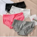Mutandine Sexy da donna slip in cotone di pizzo intimo femminile mutandine tinta unita vita bassa ragazza intimo carino Shorts -XL