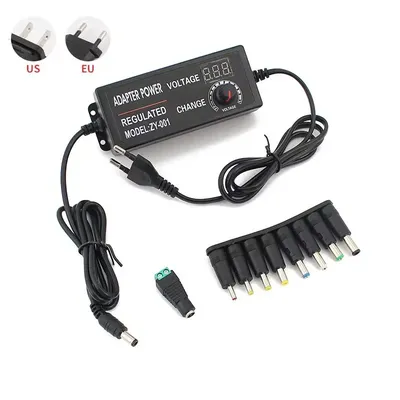 AC Adjustable Power Supply 3V-24V 3A AC DC with 9 Plug Connect Universal Adapter Adjustable AC TO DC