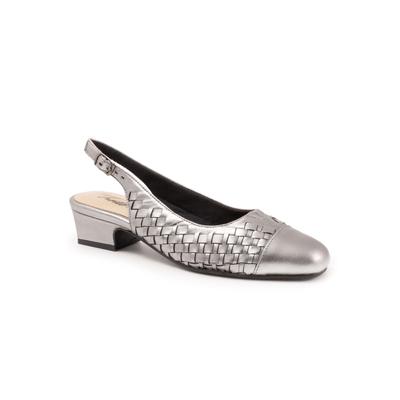 Wide Width Women's Dea Woven Cap Toe Pump by Trotters in Pewter (Size 12 W)