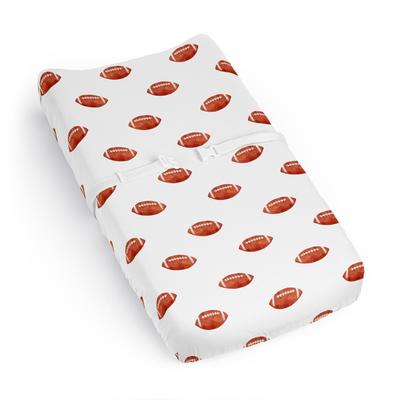 Sweet Jojo Designs Brown and White Football Boy Changing Pad Cover Sheet for Vintage Foot Ball Sport Themed Footballs Collection