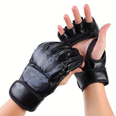 TEMU 1pair Boxing Mma Gloves, Half Finger Fight Mma Sandbag Gloves, Boxing Training Equipment, Christmas Present Gift