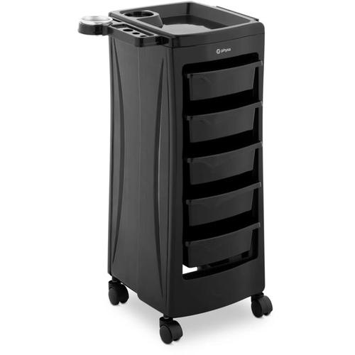 Rollbarer Friseurtrolley Friseurwagen Kosmetikwagen 5 Schubladen 10 kg schwarz