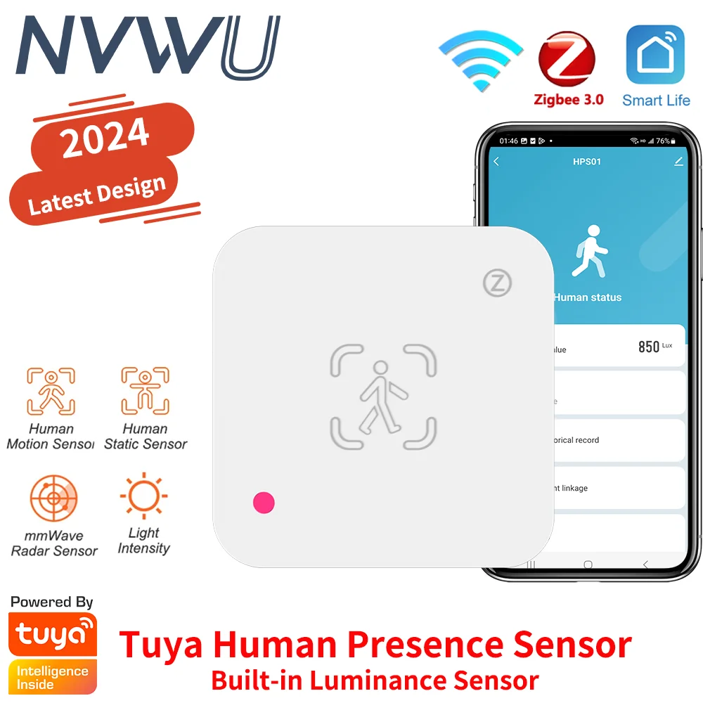 Tuya WiFi Menschliche Anwesenheit Sensor MmWave Radar Detektor Mit Helligkeit Sensor Für Smart Home Smart Leben ersetzen PIR Sensor Image