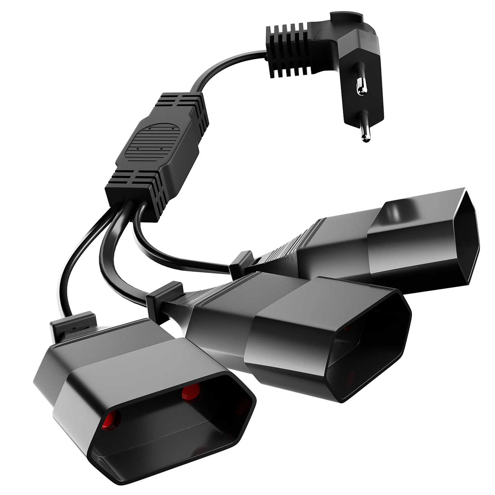 Europea 90-Grad-Stecker auf Buchse, Stromverlängerungskabel, 3-Wege-Steckdose, 2-poliger EU-Flachstecker für PC, Computer im Freien Image