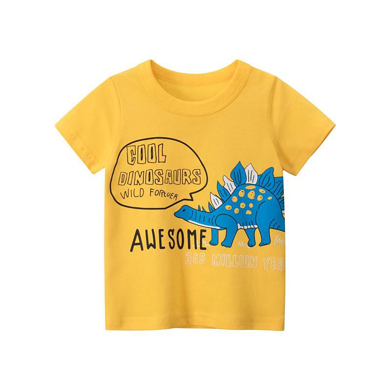 Kids Boys T shirt Tee Letter Dinosaur Short Sleeve Cotton Children Top Casual Fashion Daily Summer White 2-8 Years