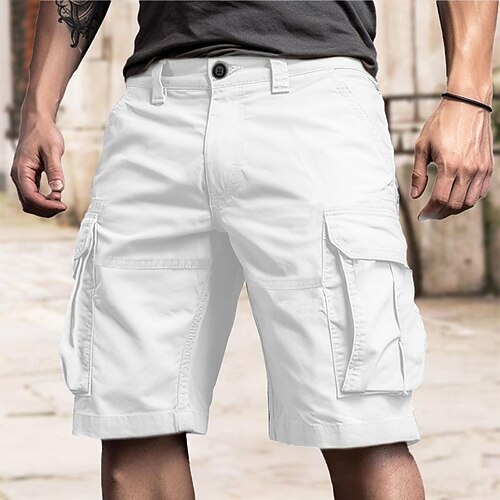 Herren Taktische Shorts Cargo-Shorts Shorts Knöpfe Mehrere Taschen Einfach tragbar Kurz Outdoor Täglich Campen und Wandern Mode Klassisch Weiß Königsblau Image