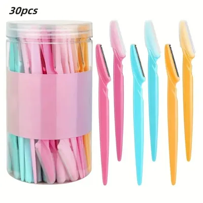 40/30/12/10 Pcs Random Color Set Multipurpose Eyebrow Razor Tools And Facial Razor With Precision Cover,Safety