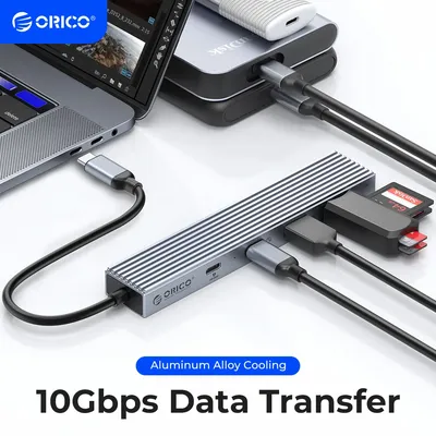 ORICO Type C USB 3.2 10GBPS Hub 4 Ports Compatible With PD100W SD TF Splitter OTG Adapter Suitable