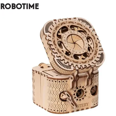 Robotime 123pcs Creative DIY 3D Treasure Box Wooden Puzzle Game Assembly Toy Gift for Children Teens