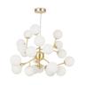 Moderne Pendelleuchte von Maytoni - 24-flammige Hängelampe mit Goldfarbenem Metallrahmen und Glasdiffusoren