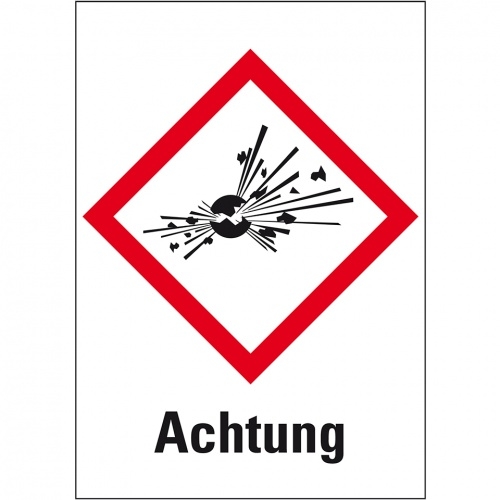 König Werbeanlagen Dreifke® Aufkleber I Gefahrensymbol Explodierende Bombe GHS 01, Achtung, Folie, 52x74mm, 500/Rolle, GHS-Verordnung Image