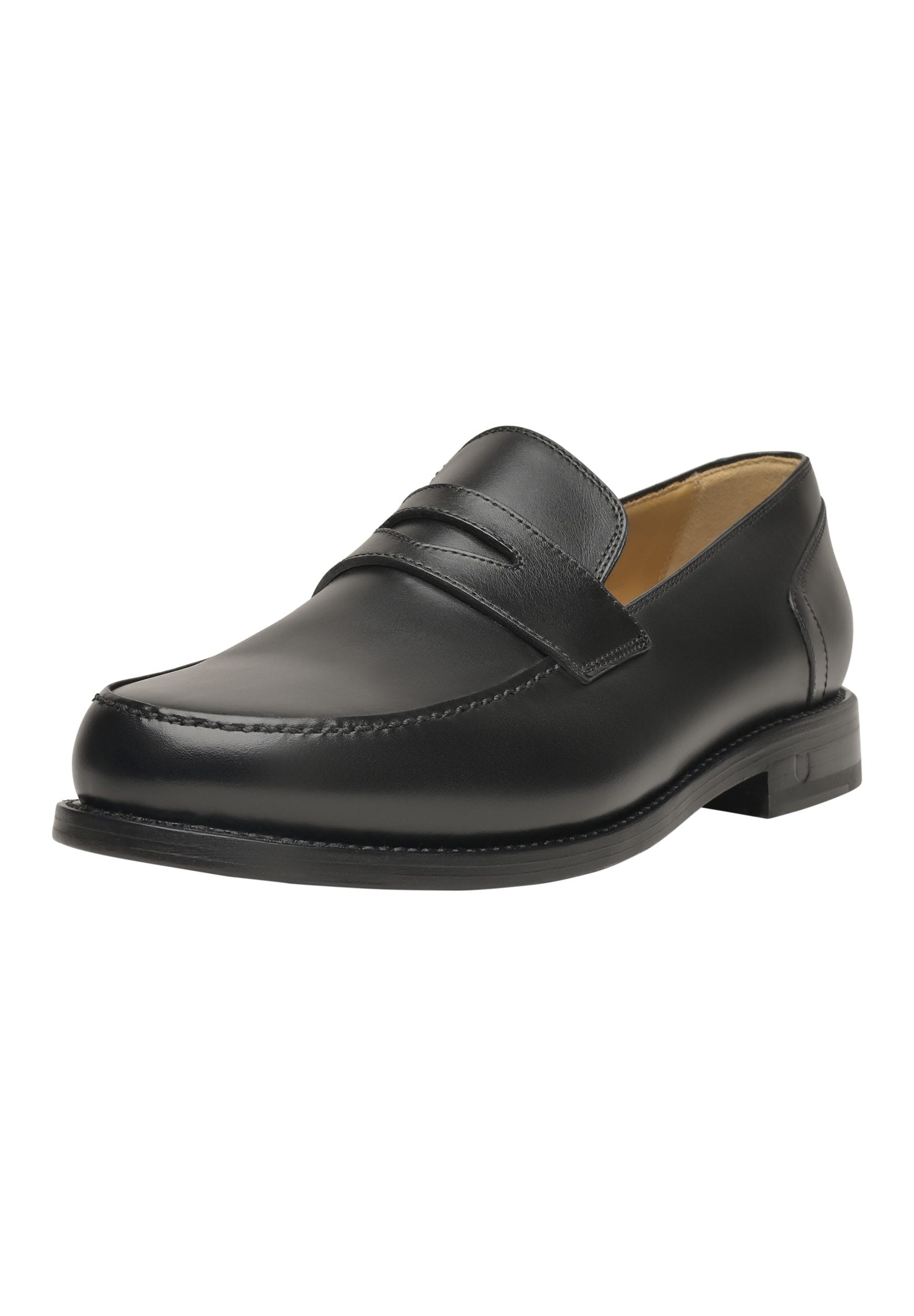 Loafer HENRY STEVENS "Haywood PL Businessschuh", Herren, Gr. 44, schwarz, Boxcalf, Schuhe Loafer, Herren Halbschuhe Leder handgefertigt, Anzugschuhe Slipper