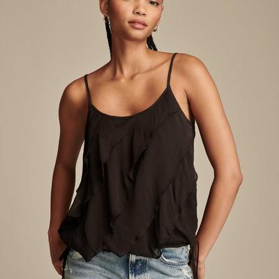 Lucky Brand Ruffle Cami - Women's Clothing Cami Camisoles Tank Top in Caviar, Size M