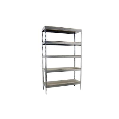 PROREGAL Schwerlastregal WOOD BEAST FIVE | HxBxT 300x120x45cm | 5 Ebenen | Fachlast 600kg | Verzinkt | Weitspannregal Werkstattregal Lagerregal Image