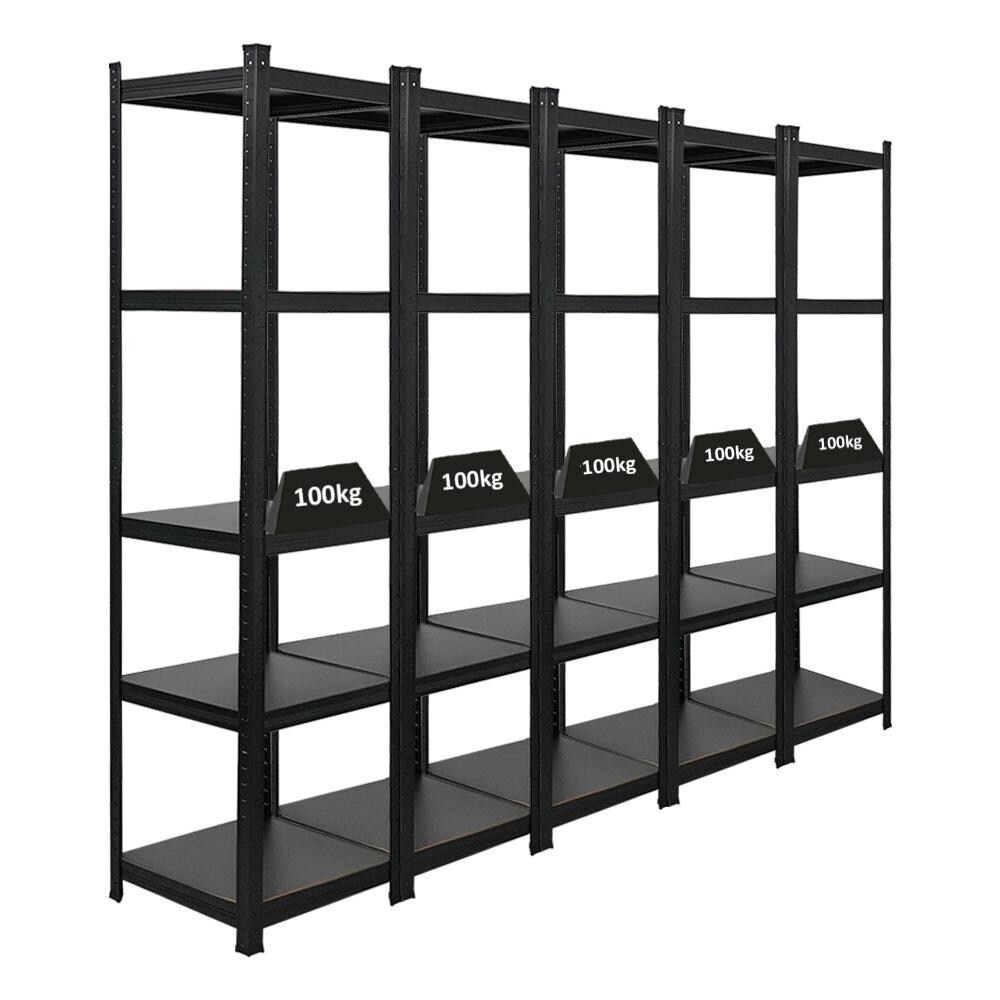 PROREGAL MegaDeal 5x All Black Series Schwerlastregal Ragnar HxBxT 180x45x45cm Fachlast 100kg Matt Schwarz, Steckregal, Garagenregal, Lagerregal Image