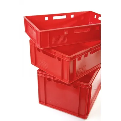 BURI Fleischkisten Kisten Eurobox lebensmittelecht - HDPE Metzgerkiste Box Lagerkiste E1 rot 4 Stück Image