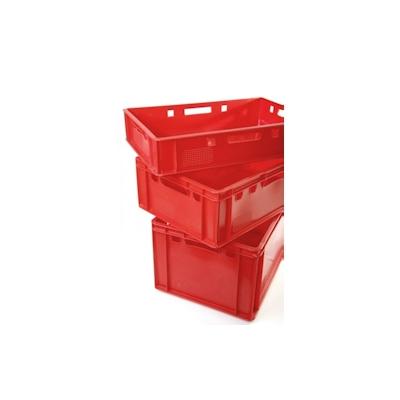 BURI Fleischkisten Kisten Eurobox lebensmittelecht - HDPE Metzgerkiste Box Lagerkiste E3 rot 2 Stück Image