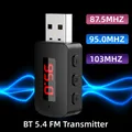 Bluetooth 5.4 trasmettitore FM chiamata in vivavoce Mini USB Power Car Kit adattatore Audio Wireless Stereo automatico con Display a LED