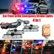 Luci stroboscopiche di emergenza per griglia anteriore per auto Spia LED Luci della polizia automatica 12V Flash 4 in 1 Rosso Blu per auto camion Van SUV