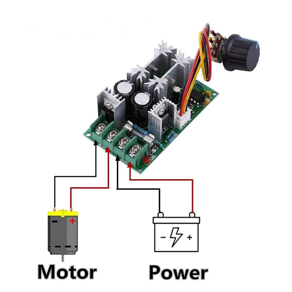 Regolatore di velocità del motore DC10-60V DC 12V 24V 36V 48V Modulo di azionamento ad alta potenza Regolatore di velocità del motore PWM Regolatore di corrente 20A