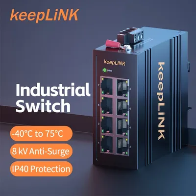 KeepLiNK Industrial 8-Port Megabit Ethernet Switch Unmanaged Plug and Play