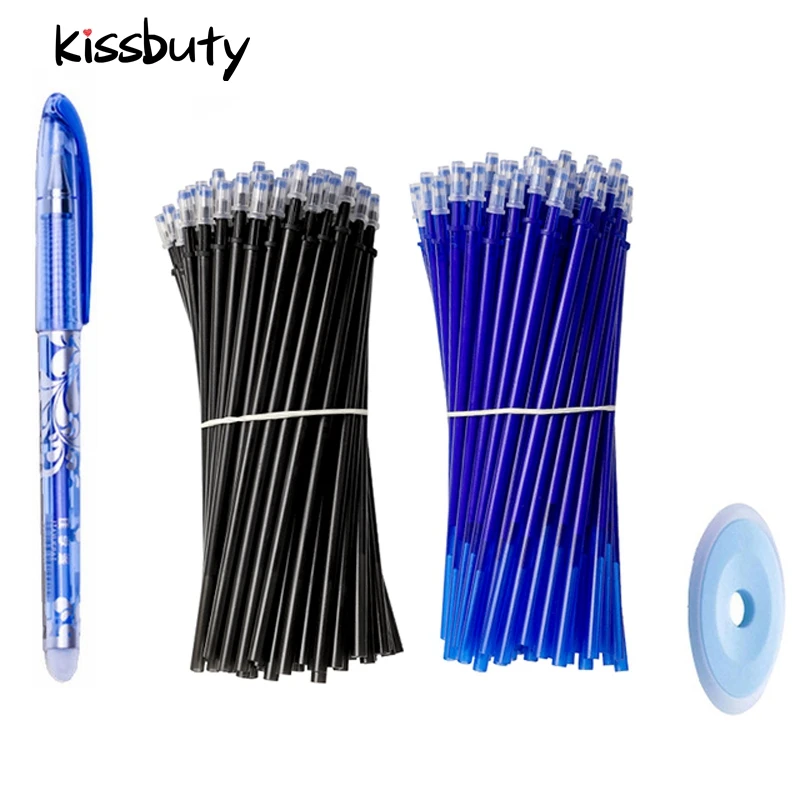 Set di penne cancellabili da 0,5 mm Penna gel con inchiostro nero blu Asta di ricarica cancellabile Manico lavabile Penna a inchiostro gel per cancelleria per scrittura scolastica e ufficio