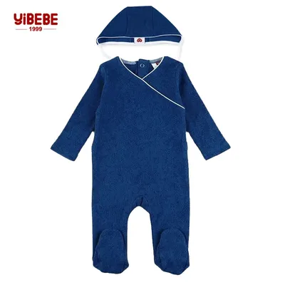 Baby romper and hat set kids clothes long sleeves rib cotton baby overall with footie romper