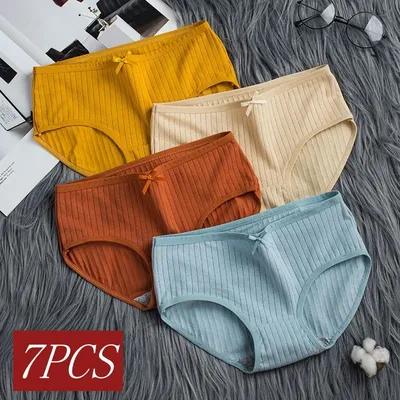 7Pcs/Set Low Waist Cotton Panties for Women Sexy Lingerie Solid Color Low Rise Briefs Female Underwear Comfort Intimates